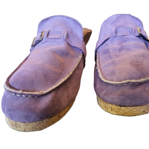 Purple Slip-On Clog Mules Suede Leather Feel~Unbranded NEW w/Size 42 Stickers - Picture 4 of 4